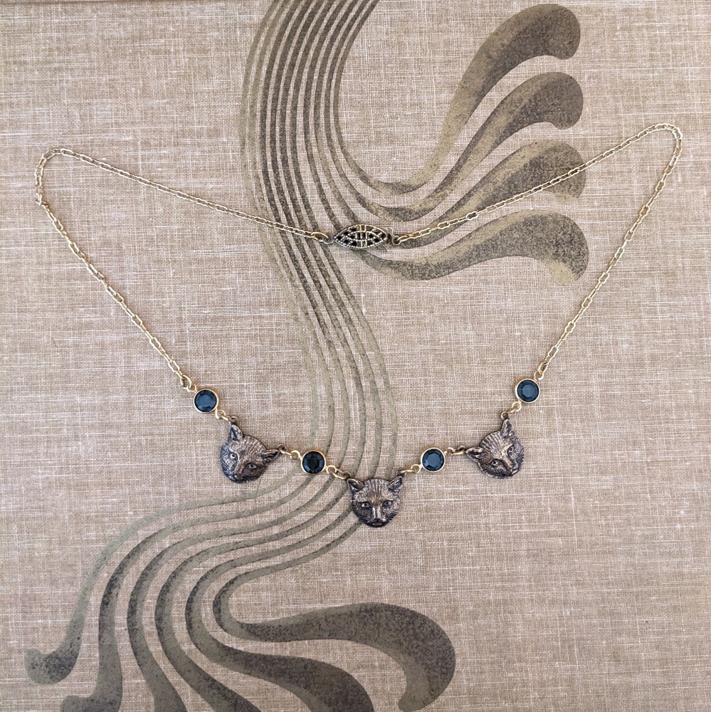 Sadie Green Cat Face Necklace